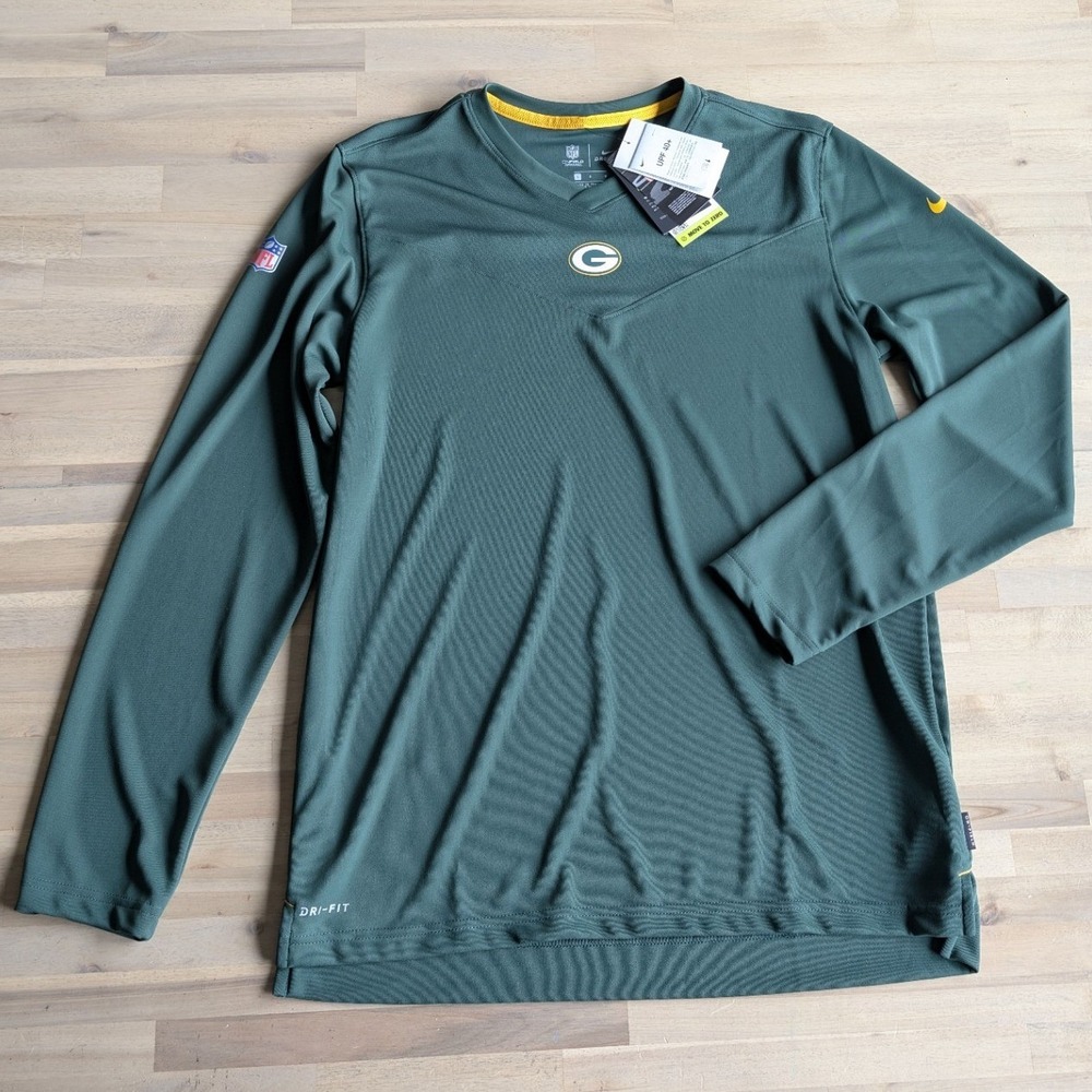 Nike Green‎ Bay Packers NFL On-Field Dri-FIT Long Sleeve Shirt Mens Large NWT